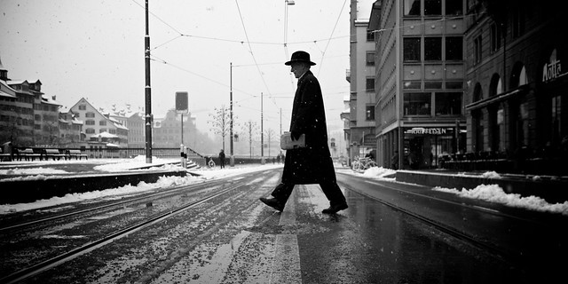 Snow Walk - 35 Fantastic Black and Whiite Street Photographs